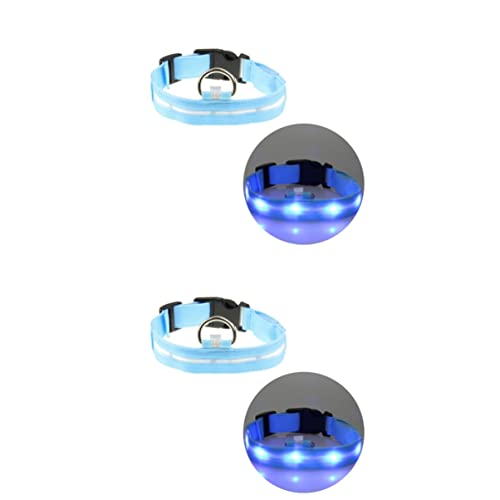 Sosoport 2St Haustierhalsband für Abendwanderung LED-Haustierhalsband für Haustiere Licht aus Haustierhalsband scheinen Hundehalsband beleuchteter Kragen Rundhals Siebdruck von Sosoport