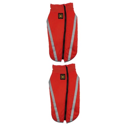 Sosoport 2 Stücke Hund Warme Mantel Gepolsterte Hund Jacke Reflektierende Mode Haustier Kleidung Rot Größe 6XL von Sosoport