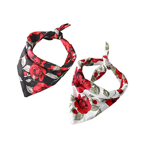 Sosoport 2stücke Dreieckige Hundehalsband-bib Rosenmuster Für Valentinstag Pet Saliva Collar Schwarz Und Weiß Für Stilvolle Haustiere Von Halsumfang von Sosoport