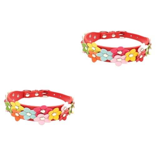 Sosoport 2St Hundeleine Aquarium Welpen kleines Hundehalsband Kettenblatt Kragen Haustier Hundehalsband Verstellbares Haustierhalsband Haustierhalsband Doppelreihe Seil rot von Sosoport