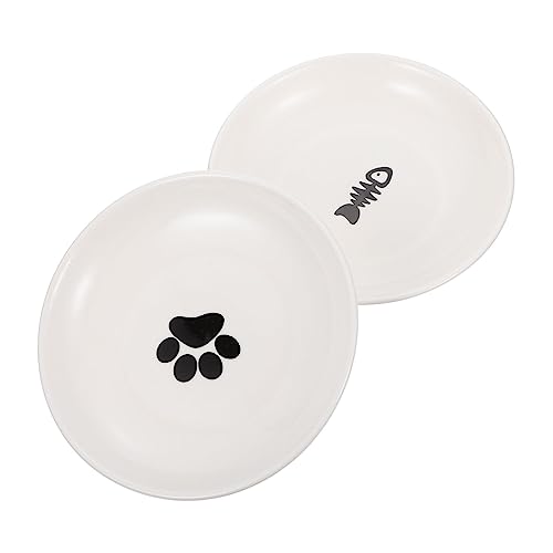 Sosoport 2pcs Katze Schüssel Schüssel Kätzchen Haustier Schüssel Katzenfutter Keramik Katzenfutter Schüssel von Sosoport