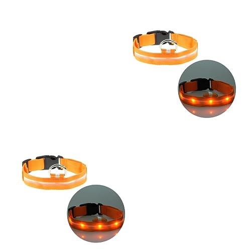 Sosoport 2St blinkendes Haustierhalsband LED-Leuchthalsband für Haustiere Nylon-Halsband für Haustiere Rundes Haustierhalsband mit Anhänger runden LED-Haustierhalsband beleuchteter Kragen von Sosoport