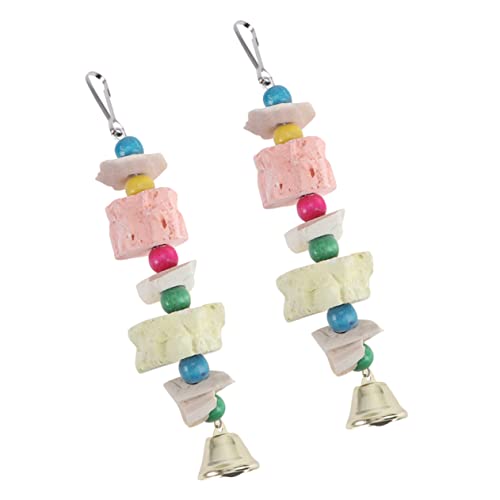 Sosoport Spielzeug Papagei Beißen String Vogel Beißen Spielzeug Sepiaschale Holz 2pcs Pack Zufällige Farbe von Sosoport