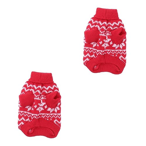 Sosoport 2St Winterkleidung für Hunde Weihnachts-Hundepullover hundekleidung Weihnachten Klassisches Design Festliche Haustierkleidung Weihnachtspullover Kleiner Hundepullover niedlich rot von Sosoport