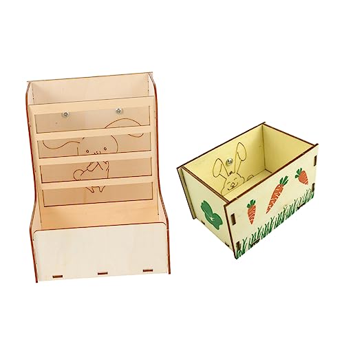 Sosoport 2pcs Holz Lebensmittel Feeder Heu Dispenser für Kaninchen Guinea Tablett Stabile Feeder von Sosoport
