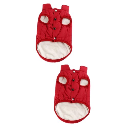 Sosoport 2St kleine hundekleidung für den Winter hundewintermantel hundemantel Party-Ketten Jackenkleidung Mantel Hund Winter Hundebekleidung Winter wattiert der Hund Baumwollmantel rot von Sosoport