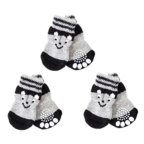 Sosoport 3 Paare hundeschuh socken Welpe Krallenabdeckungen für Katzen Bodenschoner Socken für Hund Haustier rutschfeste Socken Heimtierbedarf Hund warme socken -Hund Pfote Baumwolle von Sosoport