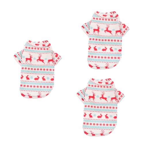 Sosoport 3 STK Weihnachtskleidung Für Hunde Urlaub Welpenweste Hundepullover Cartoon-Shirts Kostüme Für Jungen Welpenkleidung Für Jungen Jungenhemd Weiß Requisiten Haustier Polyester-vlies von Sosoport