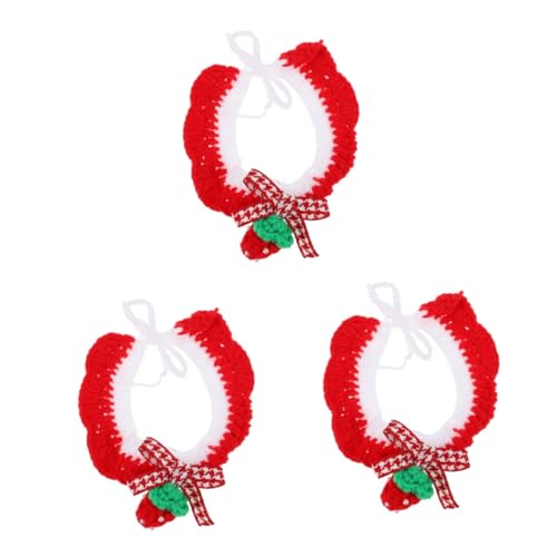 Sosoport 3 Stück Weihnachtshalsband Für Haustiere Wollgarnhalsband Für Hunde Und Katzen Leicht Zu Tragen Gestrickter Schal Haustierhalskette Haustierbedarf von Sosoport