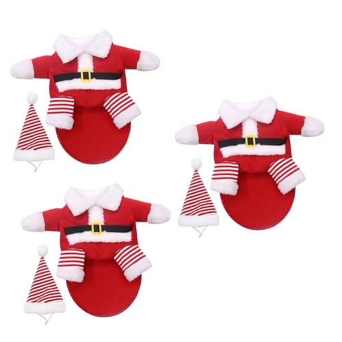 Sosoport 3 Sätze Haustier Hund Weihnachten Zweibeiner Kleidungsset Disfraces para Perros Hund Lustiges Kostüm Halloween Kostüm Plüsch Hundekleidung Hündchen Kapuzenpullover Hund von Sosoport