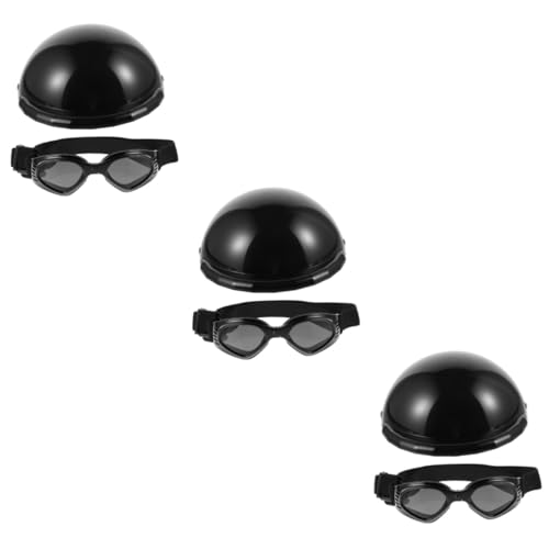 Sosoport 3 Sets Hunde Haustier Schutzhelm Hund Brille Kit Abs Kunststoff Mode Haustier Brille Für Hunde von Sosoport