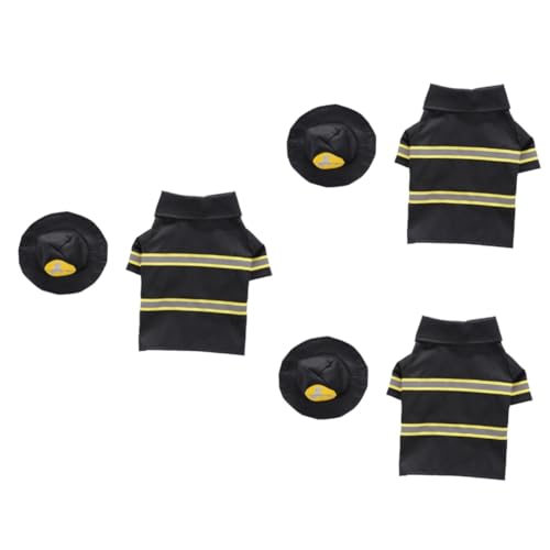 Sosoport 3 Sätze Haustierkleidung Hund Feuerwehrmütze lustige hundekleidung weihnachtskleidung weihnachtskleif Weihnachtsmützen Hüte Performance-Kostüm verwandelter Mantel klein Uniform Hut von Sosoport