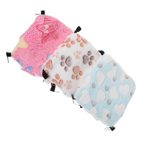 Sosoport 3 Stück Doppellagige Hamster Hängematte Kuscheliges Plüschbett für Kleine Haustiere Warmes Winterbett für Hamster Eichhörnchen Zuckergleiter Abnehmbar und Pflegeleicht von Sosoport