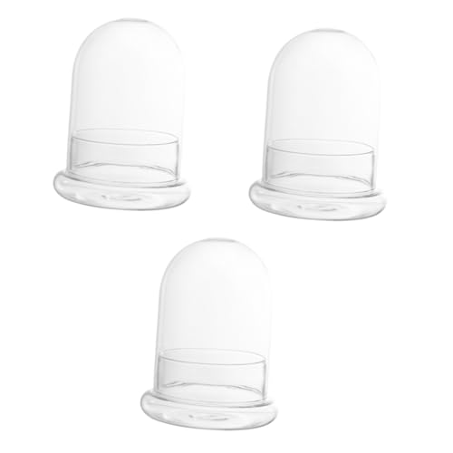 Sosoport 3 Stück Moos DIY Glas Tischplatte Herzstück Kuppel Hochzeitsdekorationen Teelichthalter Kuppel Glas Display Cloche Glas Schreibtisch Home Display Kugel Borosilikatglas von Sosoport