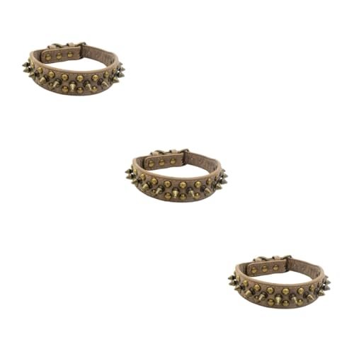 Sosoport 3 Stück Nieten Hundehalsband Hundenietenhalsband Haustier Nietenhalsband Rundes Nagelhalsband Kettenring Pu Material Halsband Bequemes Halsband Haustier Hundehalsband von Sosoport