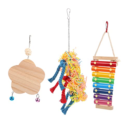 Sosoport Papagei Kauen Spielzeug 3 Stück Holz Vogel Spielzeug für Papageienkäfig Sichere und Langlebige Beißspielzeuge für Kleintiere Unterhaltsames Zubehör für Vogelliebhaber von Sosoport