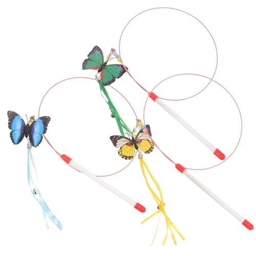 Sosoport 3 Stück Schmetterlings-Teaser-Stick – Interaktives Haustierspielzeug Für Katzen Necken Pp-Material Katzen-Teaser Haustierbedarf von Sosoport