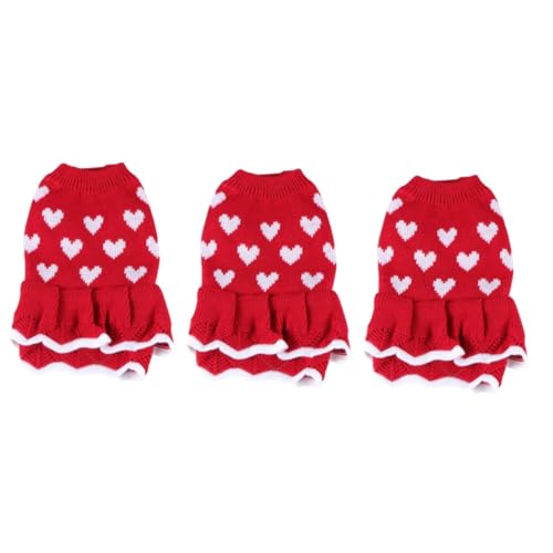 Sosoport 3St Haustierkleidung weihnachtshundeoutfit Hundekleid Hund gestrickter Pullover hundepullover hundepulli Weihnachtspullover Rock Hund Tuch Haustierzubehör Hündchen Shirt rot Sosoport 3St Haustierkleidung weihnachtshundeoutfit Hundekleid Hund gestrickter Pullover hundepullover hundepulli Weihnachtspullover Rock Hund Tuch Haustierzubehör Hündchen Shirt rot von Sosoport
