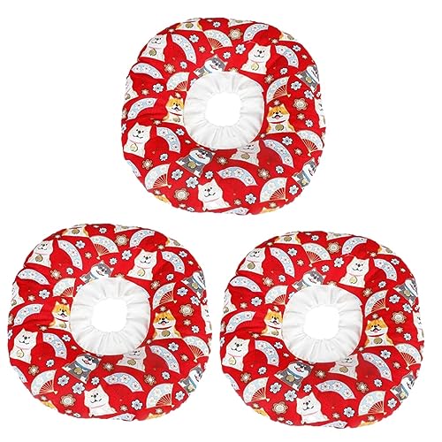 Sosoport 3stücke Pet Headwear Für Hunde Atmungsaktiver Und Bequemer Schutzkragen Für Kleine Hunde Rot s Anti-lecken Und Anti-kratzen Fördert Schnelle Genesung Nach Verletzungen von Sosoport