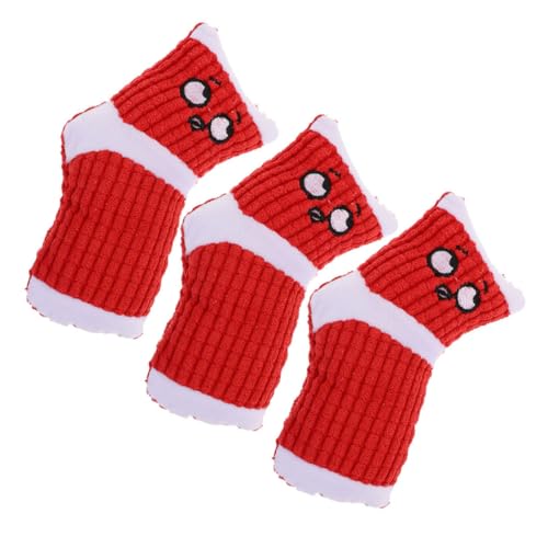 Sosoport 3St Langeweile Spielzeug Socken für den Winter Cartoon-Socken Plüschtier interaktives Spielzeug Spielzeuge Welpen-Plüsch-Socken-Spielzeug Ablenkungsspielzeug für Hunde Hündchen rot von Sosoport