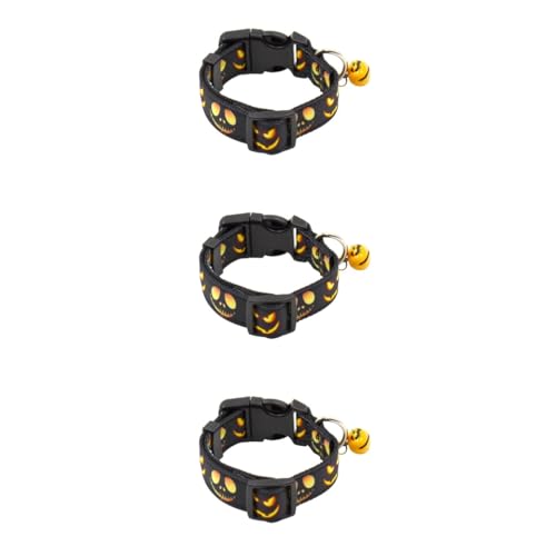 Sosoport 3 Stück Halloween- Für Haustiere Mit Kürbislampenmuster Verstellbare Hundehalsbänder Für Festivals Mit Glocke Sosoport 3 Stück Halloween- Für Haustiere Mit Kürbislampenmuster Verstellbare Hundehalsbänder Für Festivals Mit Glocke von Sosoport