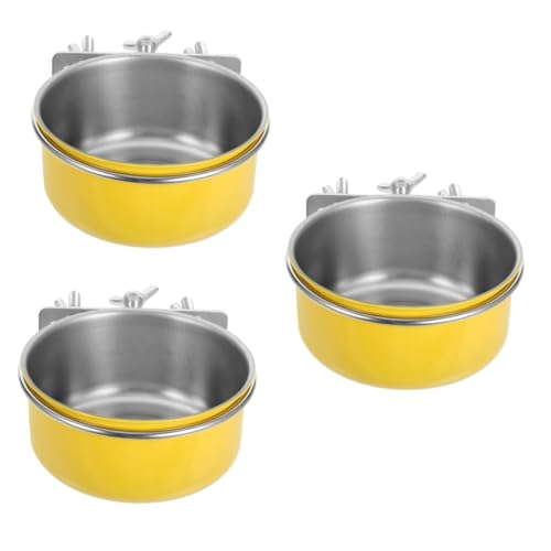 Sosoport 3St Futternapf für Papageien Vogelkäfig Stainless Steel Wassernäpfe für Papageienfutter Wassernapf für Tierkäfige Langen Kaninchenfutter Rostfreier Stahl die Vögel füttern von Sosoport