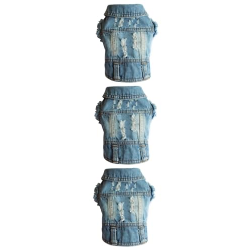 Sosoport 3St Jeansweste Bekleidung Weste für Hunde Jeans Weste cowboyweste Muskelshirt Winter Kleid Haustier Hund Jacke Denim-Hundewesten der Hund Hundekleidung kleine Weste Winterkleidung von Sosoport