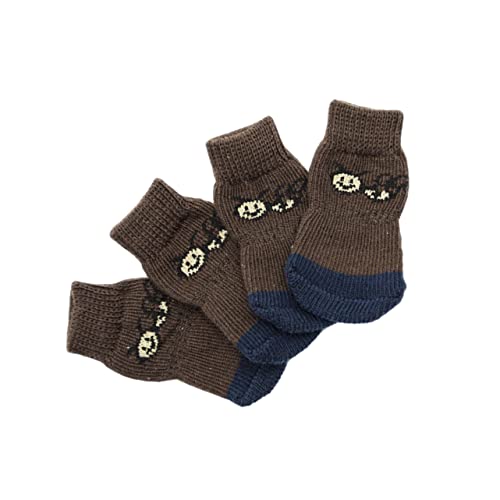 Sosoport 4 Stück Baumwollsocken Für Haustiere Welpensocken Bequeme Haustiersocken Atmungsaktive Socken Für Haustiere Hundesocken Stricken Cartoon-hundesocken Herbst Und Winter Haustier Hund von Sosoport