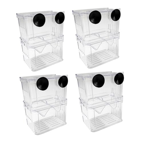 Sosoport 4 Stück Fischzuchtkäfig Fischinkubator Aquarium Brutisolation Fischzuchtbecken Aquarium Fischeier Inkubator Guppy Brut Brutstätte Brutisolationsbehälter Transparenter von Sosoport