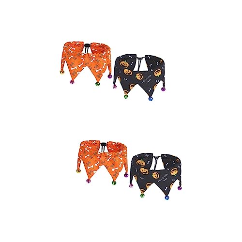Sosoport 4 Stück Halloween Haustier Verstellbares Halsband Welpen Hundehalsbänder Für Welpen Kätzchenhalsbänder Kleines Welpenhalsband Stirnband Abnehmbar Polyester Die Klingel von Sosoport