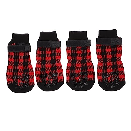 Sosoport 4-teilige Weihnachtssocken für Hunde – Haustiersocken mit Pfoten für Hunde Keine Hundestrümpfe Bequemes und Modisches Haustier-Schuhwerk von Sosoport