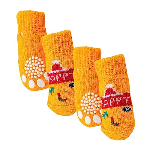 Sosoport 4 Stück Haustier socken Welpensocken warme Hundesocken Tier kostüm tierkostüm sockenschuhe Tragbare Hundesocken kompakte Haustiersocken Corgi Zubehör Stiefel Hündchen Garn von Sosoport