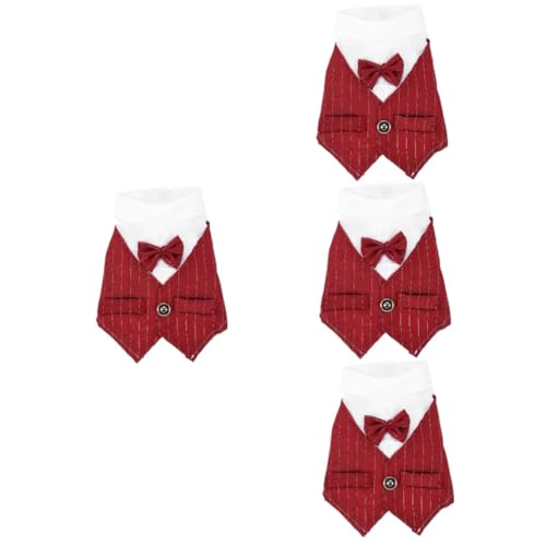 Sosoport 4 Stück Haustieranzug Kostüme für Hunde Hundeanzug Weihnachtsmann-Anzug Anzüge Kleidung Hund hochzeitsdeko Welpen-Shirt der Hund einstellen Jacke Krawatte Junge Smoking Polyester von Sosoport