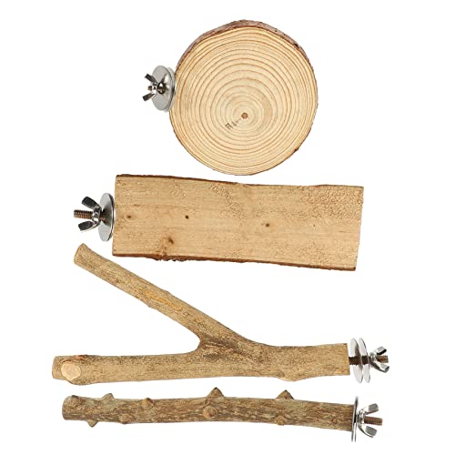 Sosoport Natürliche Vogel Sitzstange Set 4 Stücke Papagei Spielzeug Sticks Für Vogel Käfig Holz Sitzstange von Sosoport