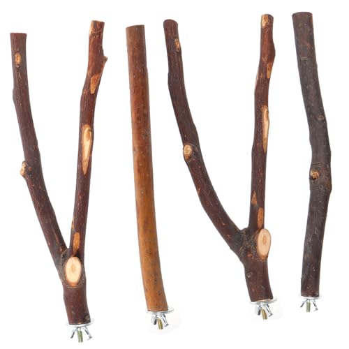 Sosoport 4 Stücke Natürliche Vogel Sitzstange Spielzeug Papagei Holz Sitzstange Stehen Stange Für Nymphensittich Übung Klettern Stick Zweig Set von Sosoport