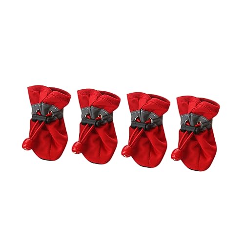 Sosoport Hundestiefel für Haustiere 4er-Pack Regenschuhe für Hunde Rot Leicht Zu Tragen von Sosoport