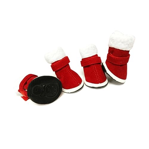 Sosoport - Hundesocken 4 Yards Rote Schuhe für Hunde Winddichte Booties Haustierbedarf von Sosoport