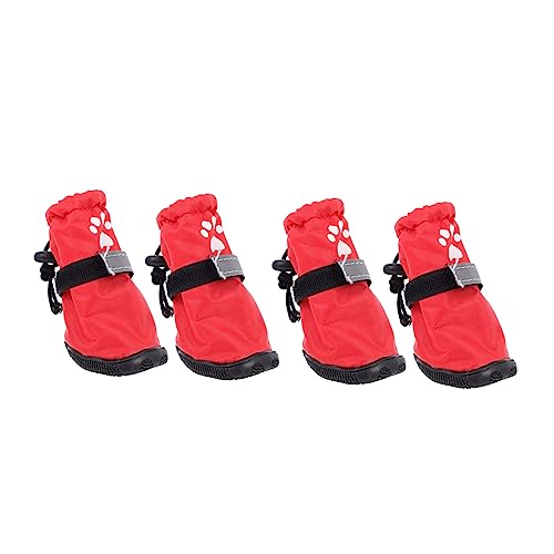 Sosoport 4 Stück Regenstiefel für Haustiere hundeschuhe Rutschfester Haustierstiefel Haustierzubehör Outdoor-Schuhe wasserdichte Stiefel für Haustiere Welpen Schutz Schneestiefel Polyester von Sosoport