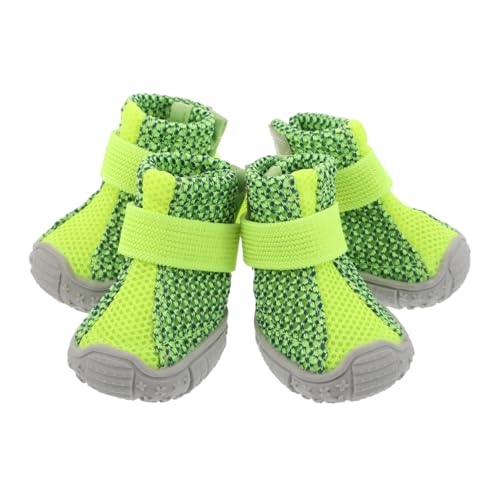 Sosoport 4 Stück Teiliges Atmungsaktives Hundeschuh rutschfeste Leichte Sneakers für Kleine Hunde Sportliches Design für Sicheren bei Indoor und Outdoor Aktivitäten Grün von Sosoport