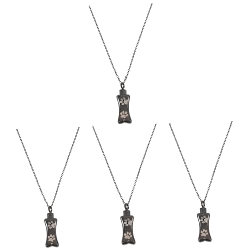 Sosoport 4stücke Urnenschmuck Für Hunde Edelstahl Hundepfoten-Halskette Mit Öffentlichem Zur Aufbewahrung Von Asche Gedenkschmuck Für Verstorbene Haustiere von Sosoport