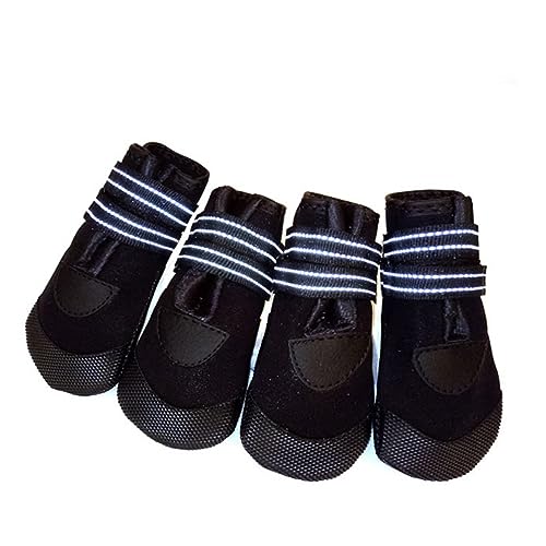 Sosoport 4 Stück Winter Hundeschuhe für Kleine Hunde wasserdichte rutschfeste Boots Reflektierenden Elementen Pfotenschutz für Outdoor Aktivitäten Schwarz von Sosoport