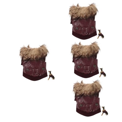 Sosoport 4 Stück warme Hundejacke Hund kältefestes Kostüm Winterjacke für Welpen Kleider Mäntel warmes Haustierkostüm Cosplay-Kleidung für Haustiere Mode Haustier-Outfit Baumwollmantel Pu von Sosoport