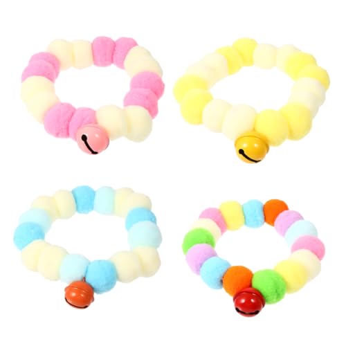 Sosoport 4 Stücke Katze Kragen Halskette Bandana Katze Zubehör Bogen Blume Kragen Plüsch Haustier Kostüm Party Dekorationen Komfortable von Sosoport