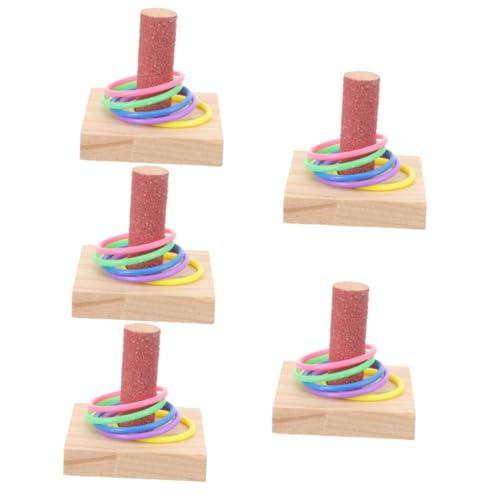 Sosoport 5 Sätze Papageienring Spielzeug papageienspielzeug vogelspielzeug nymphensittich Lernspielzeug für Vögel Puzzle-Werkzeug Spielzeuge Spielset Holz Vogeltrainingsspielzeug kauen von Sosoport