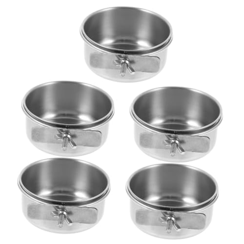 Sosoport 5st Futternapf Für Papageien Terrarium Vogelfütterer Container Vogel Fütterer Essen Vogelfutternapf Aus Metall Vogel Wasserhalter Füttern Hängende Tasse Rostfreier Stahl von Sosoport