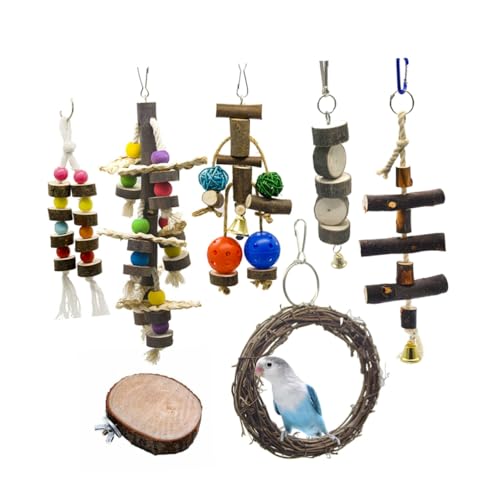 Sosoport 7stücke Teiliges Lustigen Holzspielzeugen Für Vögel Schaukeln Klettern Und Beißen Für Papageien Wellensittiche Und Kleine Vögel Sicheres Und Spielzeug Für Aktives Und von Sosoport