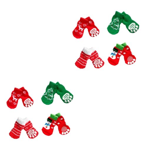 Sosoport 8 Paare Baumwollsocken für Haustiere rutschfeste Socken wärmende socken Warme Socken für Haustiere Weihnachtshundesocken thermische Socken warm halten Stiefel von Sosoport