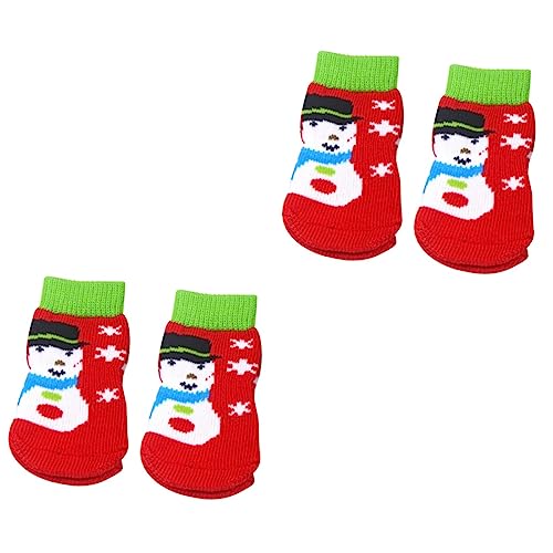 Sosoport 8 STK Cartoon-Hundesocken Hundepfotenschutz kleine Hundesocken Weihnachtssocken sockenschuhe Haustiersocken Baumwollsocken für Haustiere Karikatur Kleiner Hund Hundeschuhe rot von Sosoport