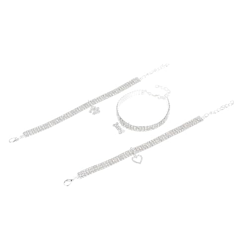 Sosoport 3er-Set Schickes Katzenhalsband Aus Legierung Und Strass Tragbare Haustier-Halskette Elegantes Katzen-Accessoire Für Geburtstagsfeiern Und Feiern 3 Stück X 3 von Sosoport