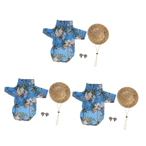 Sosoport 9stücke Teiliges Set Für Haustiere Sommerhemd Mit Sonnenhut Und Sonnenbrille Stylisches Outfit Für Hunde Und Katzen Für Outdoor-aktivitäten Und Sonnige Tage von Sosoport